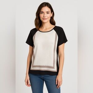 LOFT Women’s Short Sleeve Mixed Print Blouse Size Small